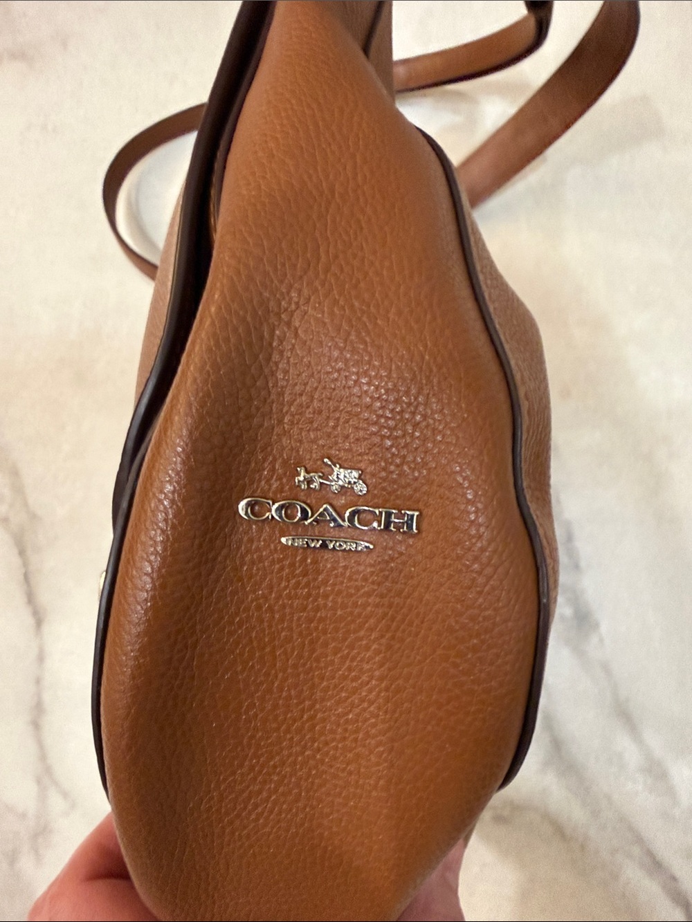 Coach Cognac Pebbled Leather Turnlock Shoulder Bag - Picture 5 of 6